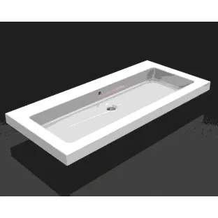 Wiesbaden Kera wastafel - Enkel zonder kraangat - 100x46x5 cm - Keramiek - Glans wit