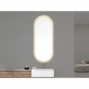 Wiesbaden Nomi ovale spiegel - RVS omlijsting - Met dimbare LED-verlichting en spiegelverwarming - 50x100 cm