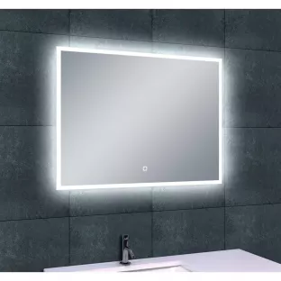 Wiesbaden Quatro rechthoekige spiegel - Met dimbare LED verlichting en spiegelverwarming - 80x60 cm - 5 mm dik veiligheidsglas