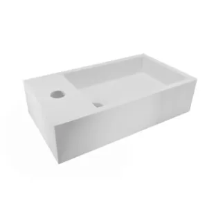 Wiesbaden Solid surface fontein - Kraangat links - 40x22x10 cm - Mat wit