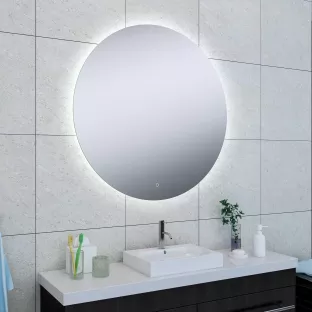 Wiesbaden Soul ronde spiegel - Met dimbare LED verlichting en spiegelverwarming - 100x100 cm