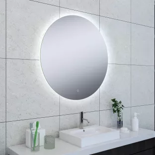 Wiesbaden Soul ronde spiegel - Met dimbare LED verlichting en spiegelverwarming - 80x80 cm