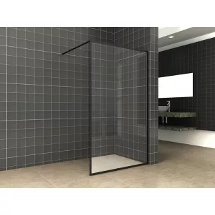Wiesbaden Square inloopdouche - 100x200 cm - 10 mm veiligheidsglas - NANO coating - Helder glas - Mat zwart profiel
