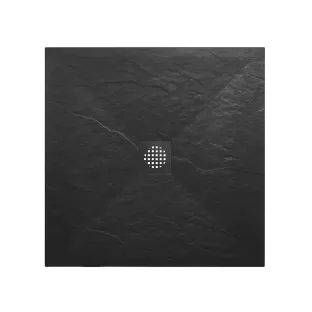 Wiesbaden Stonea douchebak antislip - composiet - inkortbaar - 90x90x3 cm - mat zwart