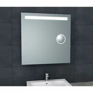 Wiesbaden Tigris vierkante spiegel - Met LED-verlichting en ingebouwde scheerspiegel - 80x80 cm