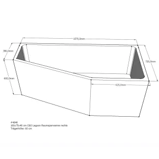 Xenz Baddrager voor Lagoon Compact 160x75x60 cm Rechts - Polystyreen - Wit