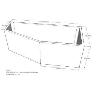 Xenz Baddrager voor Society Compact Rechts 170x75x57 cm - Polystyreen - Wit