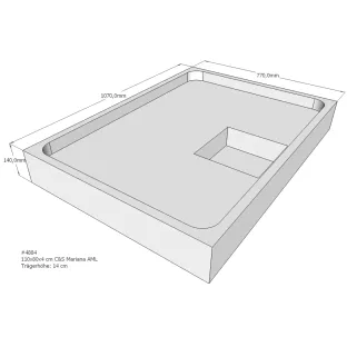 Xenz Douchebakdrager voor Mariana 110x80x14 cm - Polystyreen - Wit