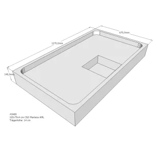 Xenz Douchebakdrager voor Mariana 120x70x14 cm - Polystyreen - Wit