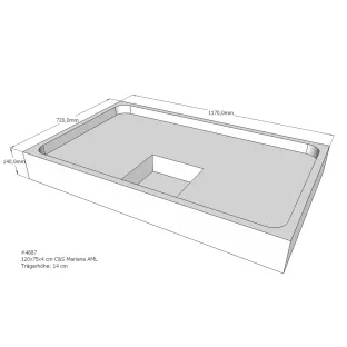 Xenz Douchebakdrager voor Mariana 120x75x14 cm - Polystyreen - Wit