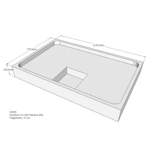 Xenz Douchebakdrager voor Mariana 120x80x14 cm - Polystyreen - Wit