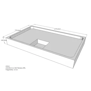 Xenz Douchebakdrager voor Mariana 130x80x14 cm - Polystyreen - Wit