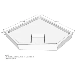 Xenz Douchebakdrager voor Marshall 100x100x14 cm - Polystyreen - Wit