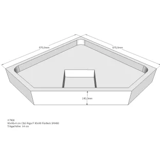 Xenz Douchebakdrager voor Marshall 90x90x14 cm - Polystyreen - Wit