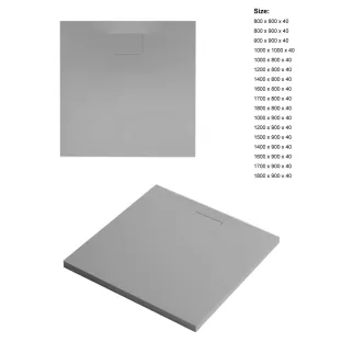 Xenz Flat Zero douchevloer - Acryl - 170x80 cm - Cement mat