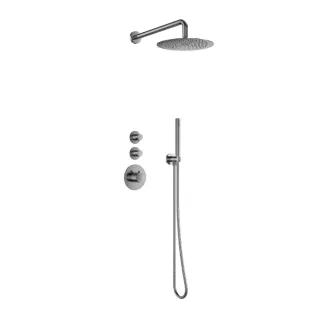 YDAY Deluxe inbouw doucheset - box thermostaat - met rozetten - douchekop 25 cm - Gunmetal