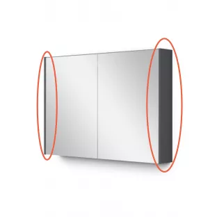 Zijpanelen t.b.v. spiegelkast - Set van 2 panelen - 1.6x14x60 cm - Mat antraciet