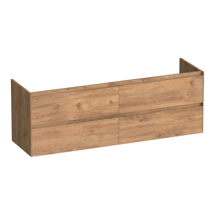Brauer Inspire wastafelonderkast - 160x46x55 cm - 4 laden greeploos - 2 sifonuitsparingen - MFC - Chateau