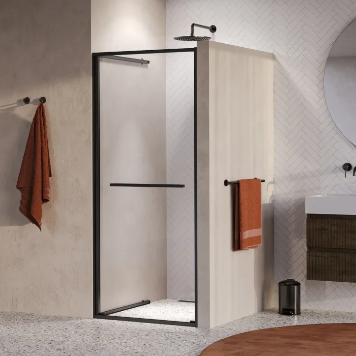 Brauer Luminis nisdeur - 1-delig - 90x200 cm - draaideur naar binnen - omkeerbaar - Glascoating - Helder - Geborsteld Gunmetal